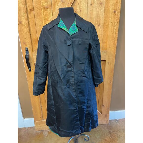 Women's Large Reversible Trapeze Coat Jacket Water Resistance Lightweight - Picture 7 of 7